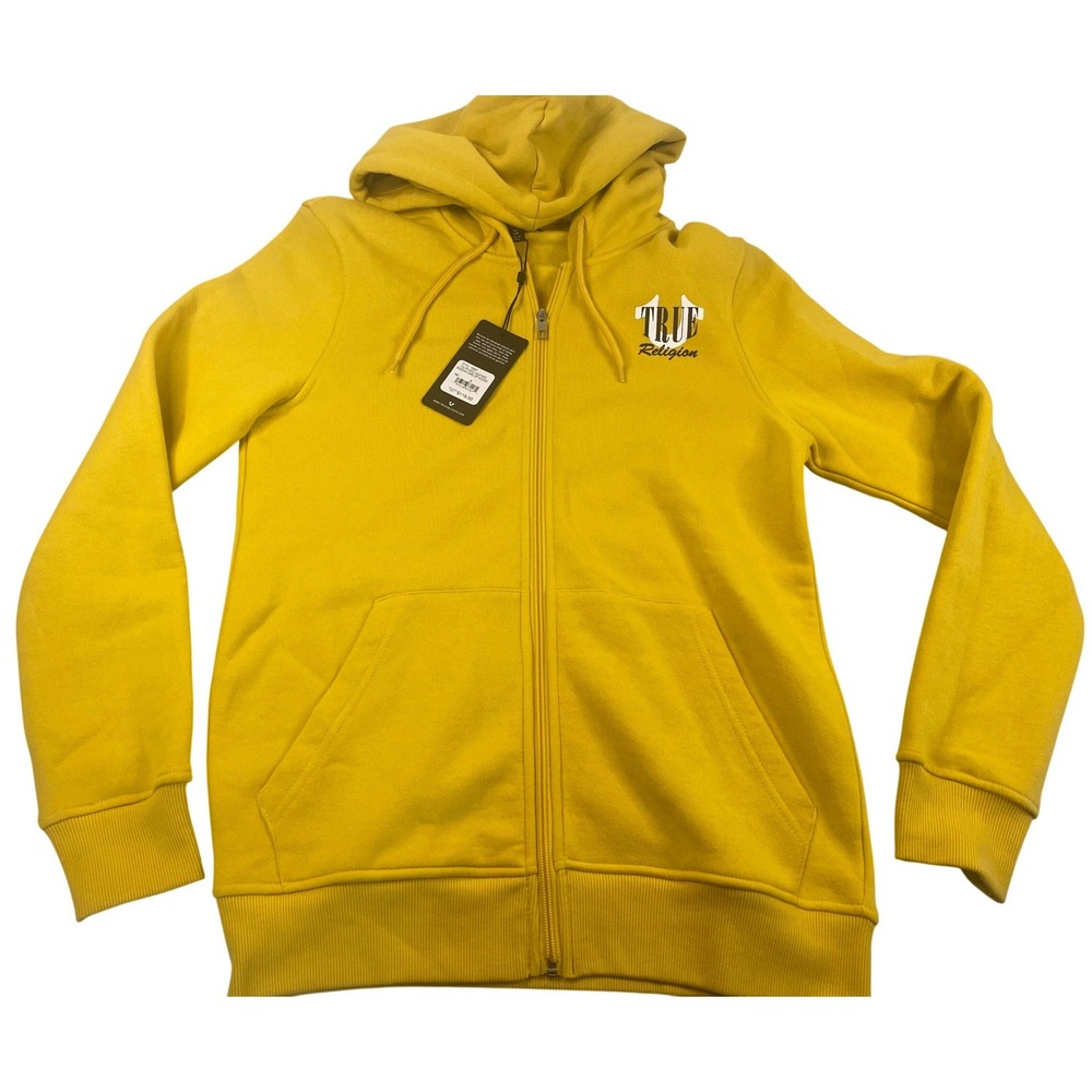 True Religion Mustard Buddha‎ Guitar Zip Up Hoodie Sweatshirt Mens Size S**NWT